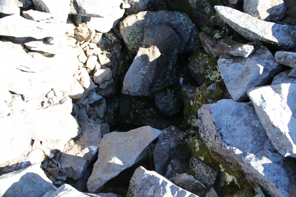 Looking into the famous hole at the Glenn Thomas site.